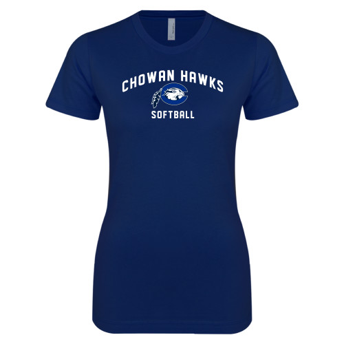  Next Level Womens Navy Boyfriend Tee - Chowan Softball