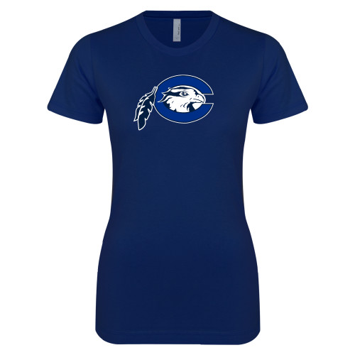  Next Level Womens Navy Boyfriend Tee - Mascot Logo