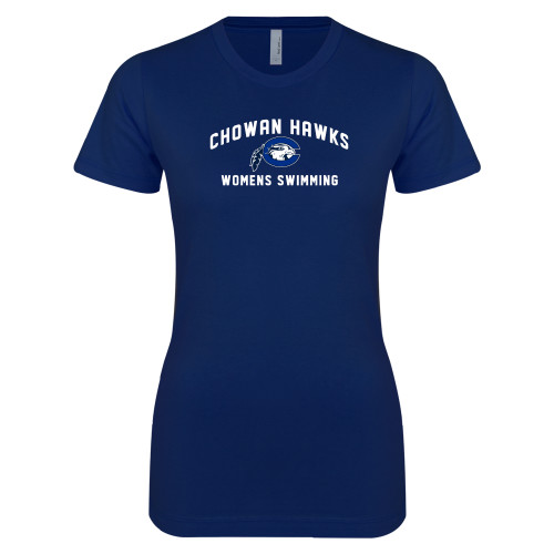  Next Level Womens Navy Boyfriend Tee - Chowan Womens Swimming