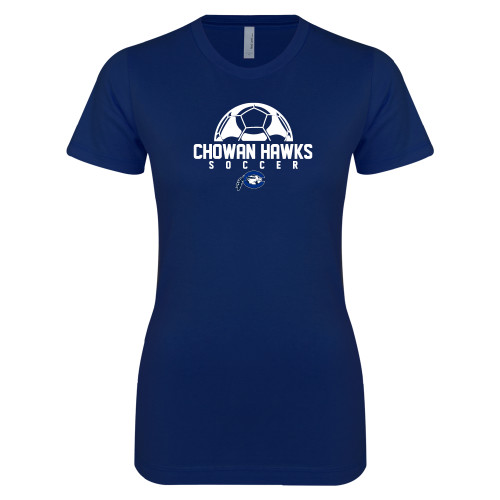  Next Level Womens Navy Boyfriend Tee - Chowan Hawks Soccer