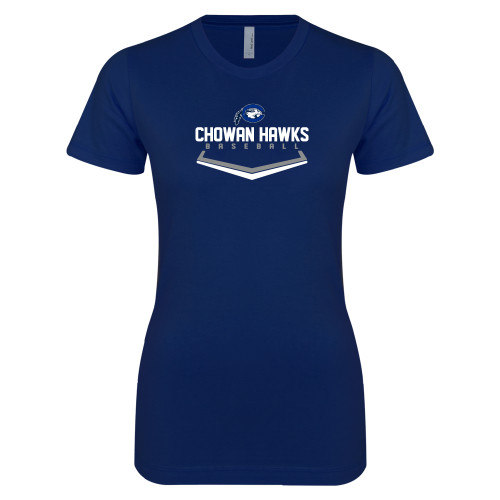  Next Level Womens Navy Boyfriend Tee - Chowan Hawks Baseball