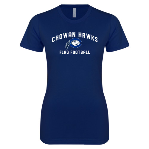  Next Level Womens Navy Boyfriend Tee - Flag Football
