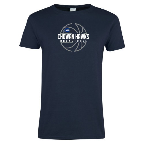  Womens Short Sleeve Navy Tee - Chowan Hawks Basketball