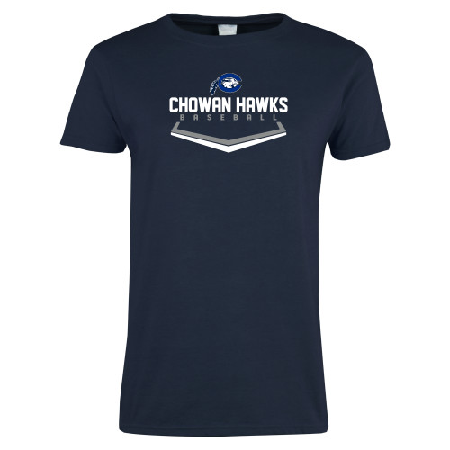  Womens Short Sleeve Navy Tee - Chowan Hawks Baseball