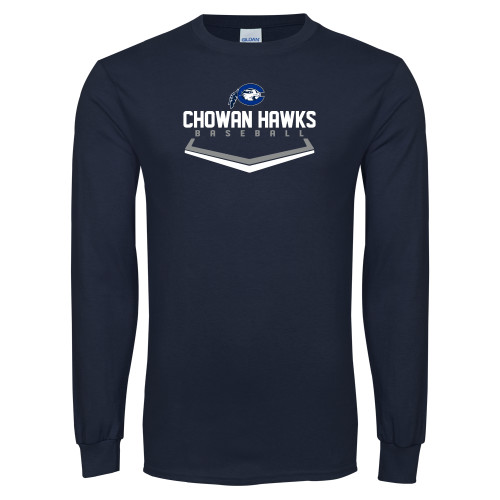  Navy Long Sleeve T-Shirt - Chowan Hawks Baseball