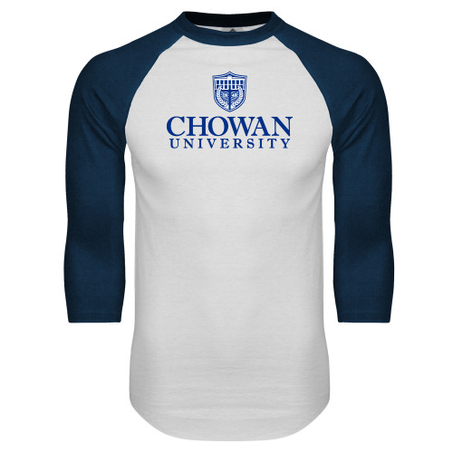 White/Navy Raglan Baseball T Shirt - Primary Mark