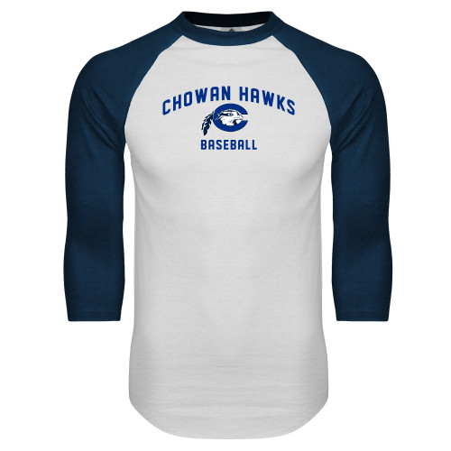  White/Navy Raglan Baseball T Shirt - Chowan Baseball