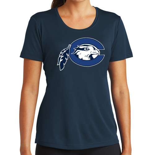  Womens Navy Performance Tee - Mascot Logo