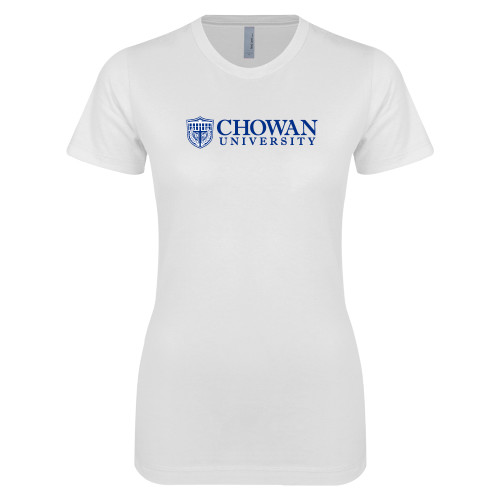  Next Level Womens White Boyfriend Tee - Horizontal Primary Mark