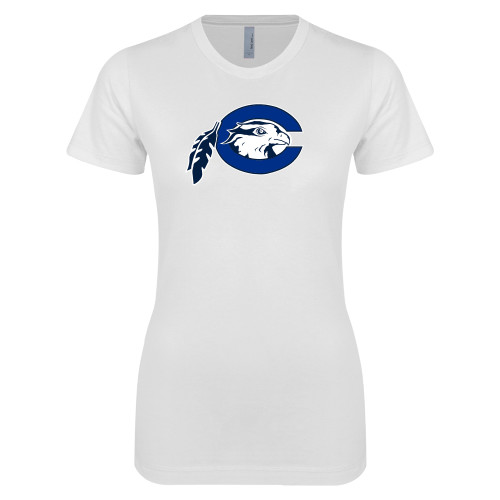  Next Level Womens White Boyfriend Tee - Mascot Logo