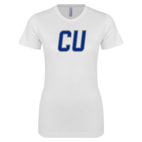  Next Level Womens White Boyfriend Tee - CU Mark