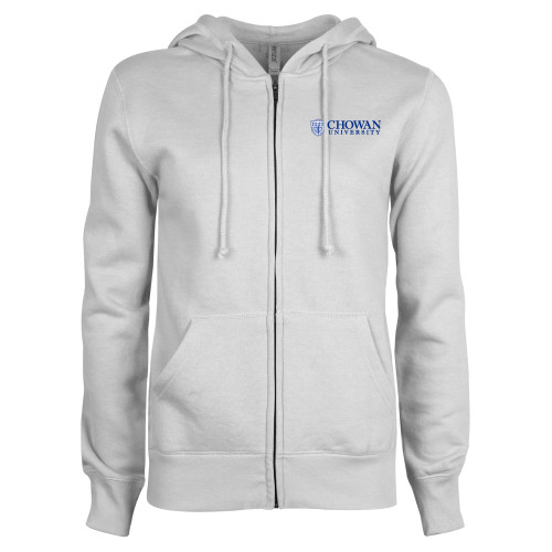  ENZA Womens White Fleece Full Zip Hoodie - Horizontal Primary Mark