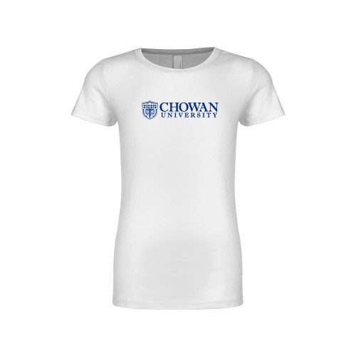  Next Level Girls White Fashion Fit T Shirt - Horizontal Primary Mark