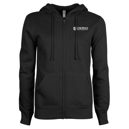  ENZA Womens Black Fleece Full Zip Hoodie - Horizontal Primary Mark