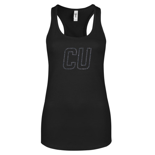  Next Level Womens Black Racerback Tank  - CU Glitter Graphite Soft Glitter