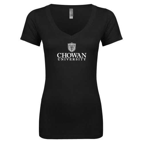  Next Level Womens Black Ideal V Tee - Primary Mark