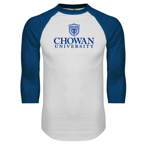  White/Royal Raglan Baseball T Shirt - Primary Mark