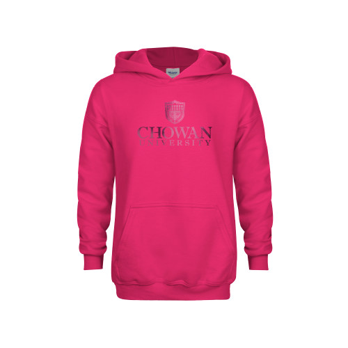  Youth Hot Pink Fleece Hoodie - Primary Mark  Foil