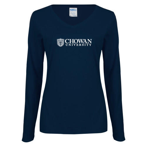 Main Image for  Womens Navy Long Sleeve V Neck Tee