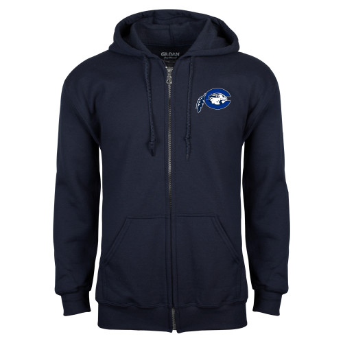  Navy Fleece Full Zip Hoodie - Mascot Logo