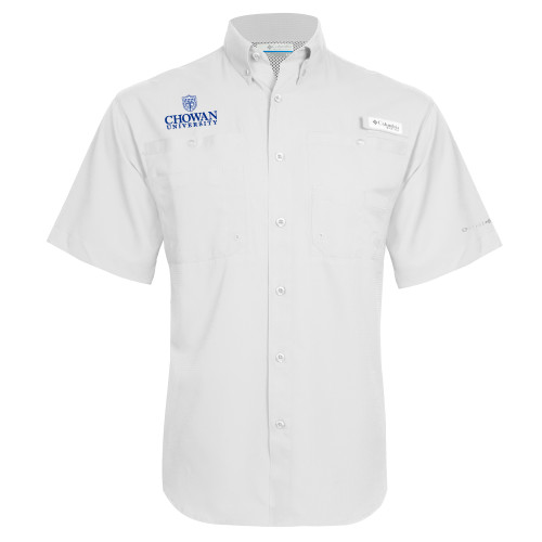  Columbia White Tamiami Performance Short Sleeve Shirt - Primary Mark