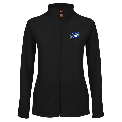  Womens Black Fleece Full Zip Jacket - Mascot Logo