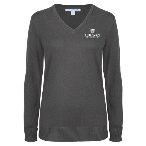  Womens Charcoal Heather VNeck Sweater - Primary Mark