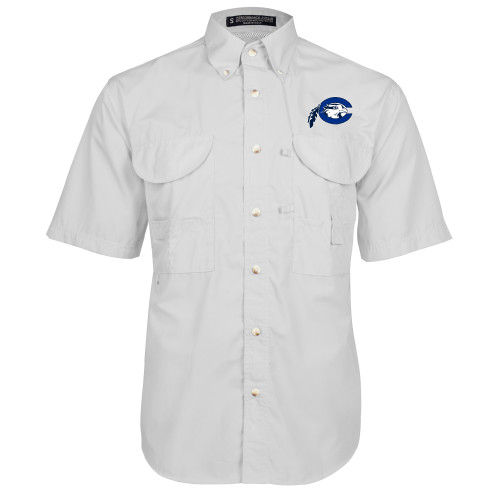  White Fishing Shirt Performance Short Sleeve - Mascot Logo