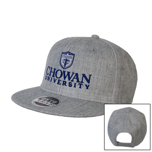  Heather Grey Wool Blend Flat Bill Snapback Hat - Primary Mark
