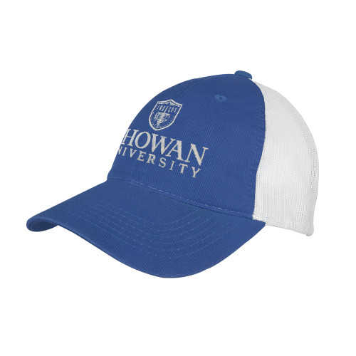  Royal/White Mesh Back Unstructured Low Profile Hat - Primary Mark