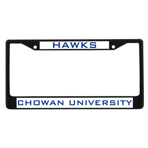  Metal License Plate Frame in Black - Hawks