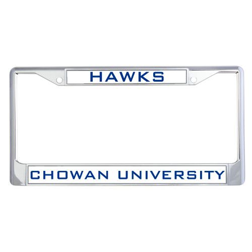  Metal License Plate Frame in Chrome - Hawks