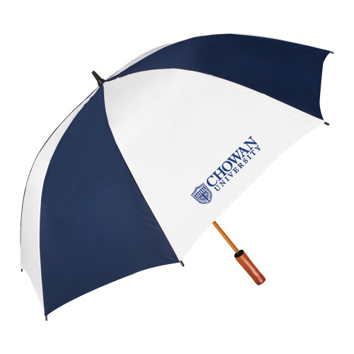  64 Inch Navy/White Umbrella - Horizontal Primary Mark