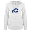 Thumbnail image for  ENZA Womens White V Notch Raw Edge Fleece Hoodie