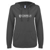 Thumbnail image for  ENZA Womens Dark Heather V Notch Raw Edge Fleece Hoodie