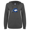 Thumbnail image for  ENZA Womens Dark Heather V Notch Raw Edge Fleece Hoodie