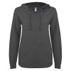 Thumbnail image for  ENZA Womens Dark Heather V Notch Raw Edge Fleece Hoodie
