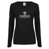 Thumbnail image for  Womens Black Long Sleeve V Neck Tee 