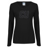 Thumbnail image for  Womens Black Long Sleeve V Neck Tee 