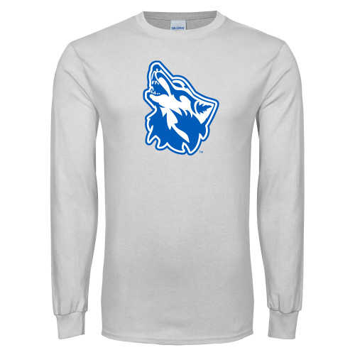  White Long Sleeve T Shirt - Wolf Head