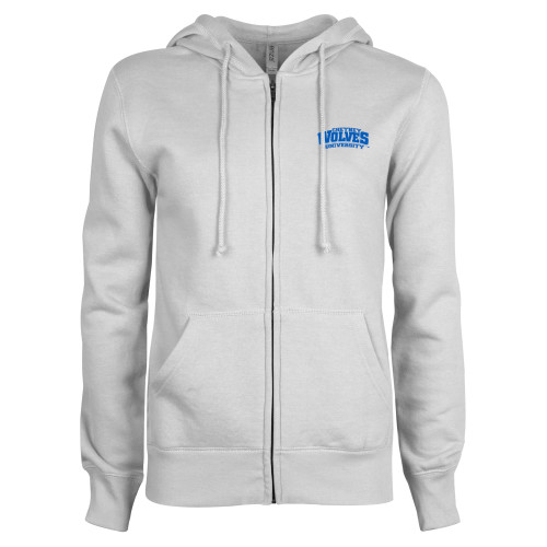  ENZA Womens White Fleece Full Zip Hoodie - Primary Mark