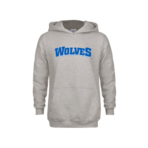  Youth Grey Fleece Hood - Wolves