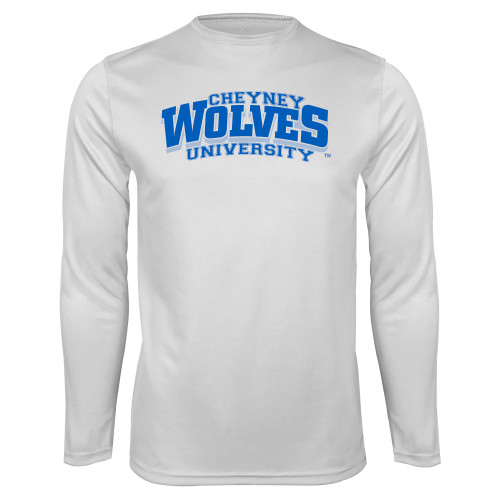  White Performance Long Sleeve Shirt - Primary Mark