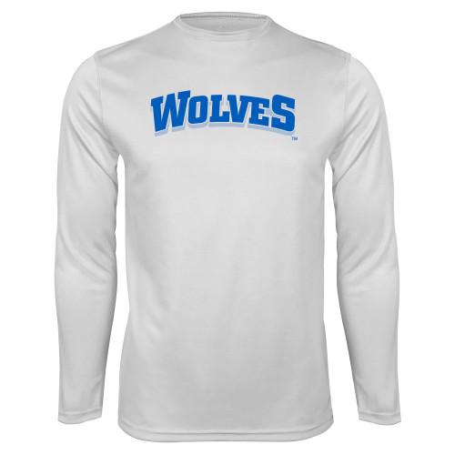  White Performance Long Sleeve Shirt - Wolves