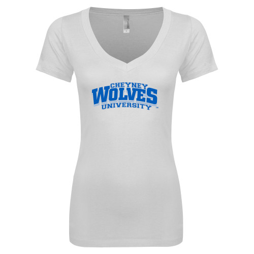  Next Level Womens White Ideal V Tee - Primary Mark