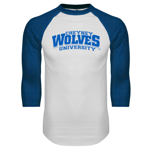  White/Royal Raglan Baseball T Shirt - Primary Mark
