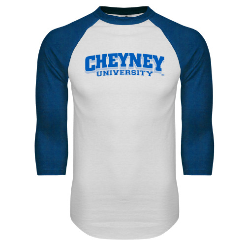  White/Royal Raglan Baseball T Shirt - Cheyney University