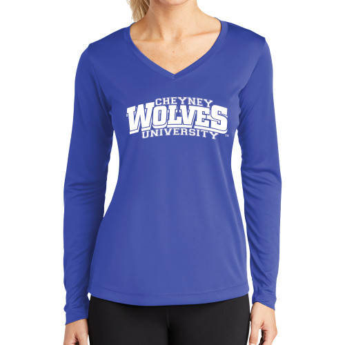  Womens Royal Performance Long Sleeve V Neck Shirt - Primary Mark