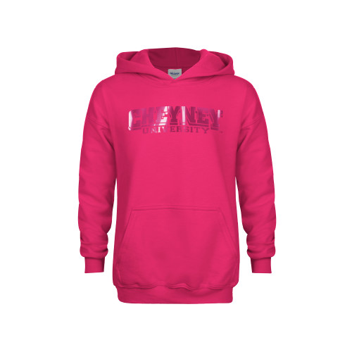  Youth Hot Pink Fleece Hoodie - Cheyney University  Foil