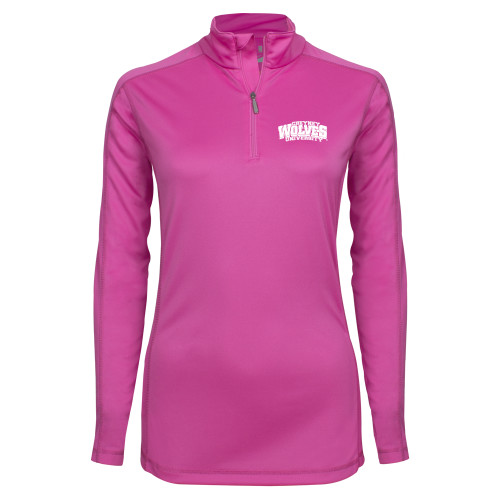  Syntrel Womens Raspberry Interlock 1/4 Zip - Primary Mark
